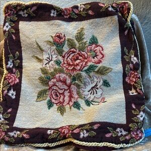 Vintage Floral Tapestry Throw Pillow Cover 13 x 13